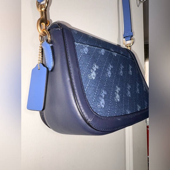 💙 Coach Saddle Bag 20 Signature Canvas & Leather Horse & Carriage C4059 - Picture 6 of 14